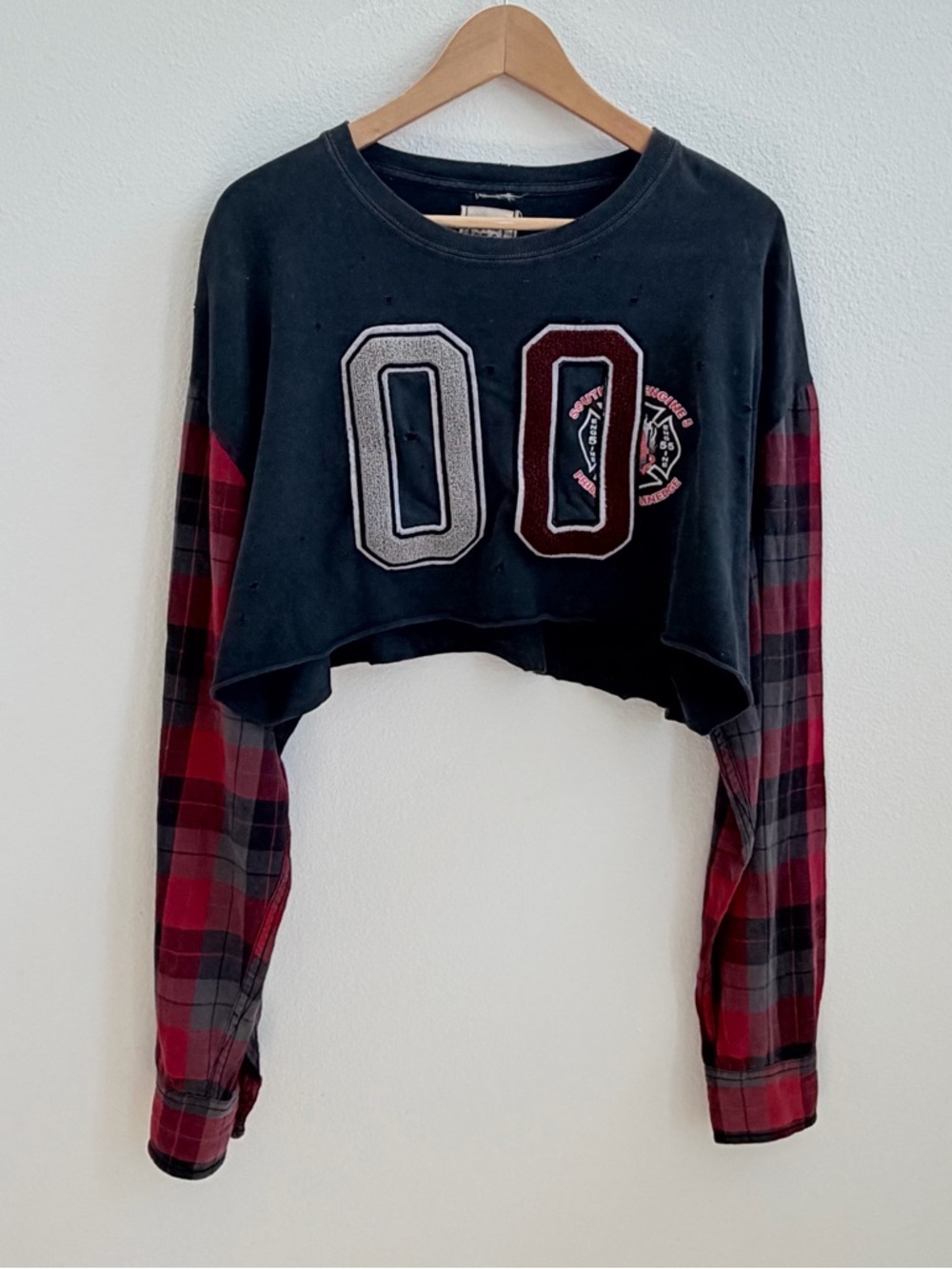 Punk cropped long sleeve shirt